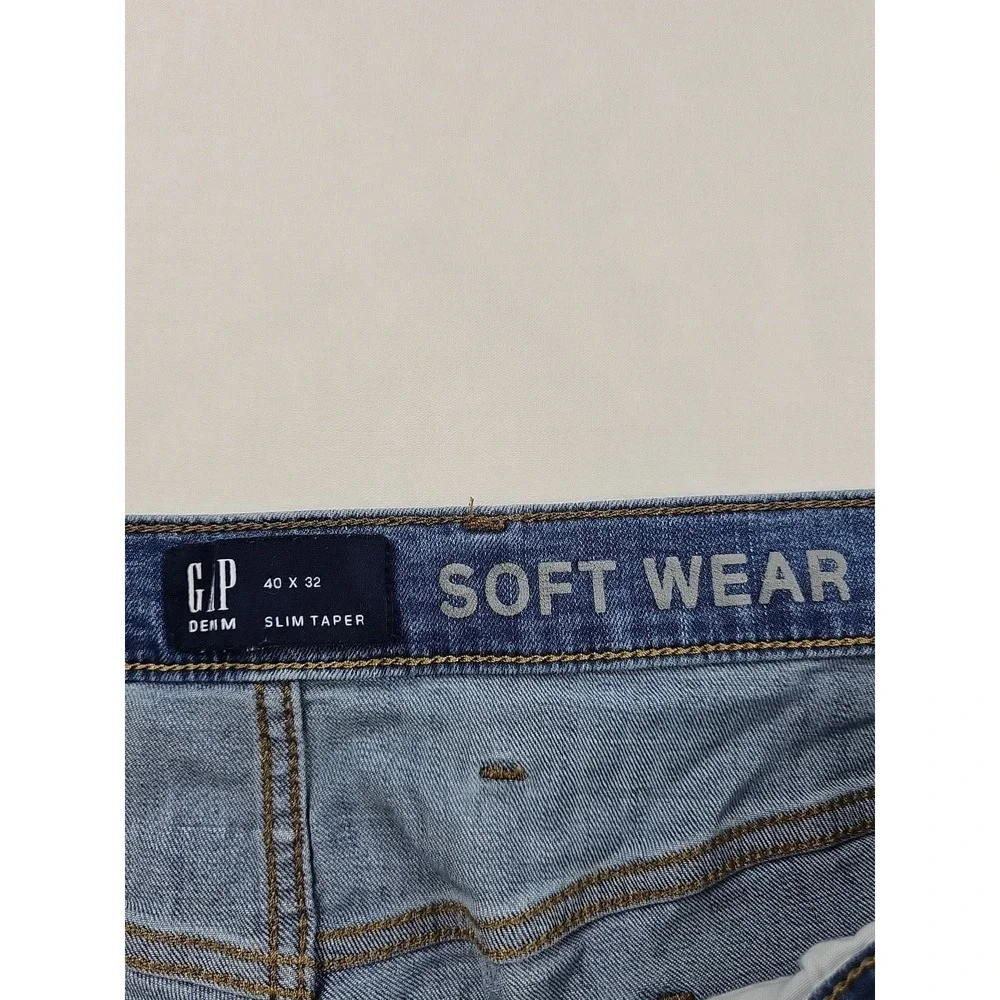 Men's‎ Gap Soft Wear Slim Taper Blue Jeans Size 40 X 32  Workwear Comfort